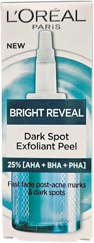 Esfoliante L'Oréal Paris: reduz rapidamente a pigmentação e as manchas de acne, refina a textura da pele com niacinamida e AHAs, Reveal Dark Spot Peeling Bright Exfoliator, 25 ml
