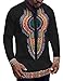 Huiyuzhi Men's African Dashiki Long Sleeve Print Tops (L, Black)