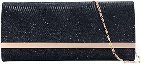 Womens Evening Clutch Bag Wedding Purse Bridal Prom Handbag Party Bag Hard Case with Detachable Chain