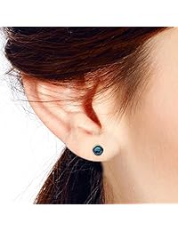 Cute Inlay Abalone Shell Ronda Plata de ley 925. traspasando Stud arete