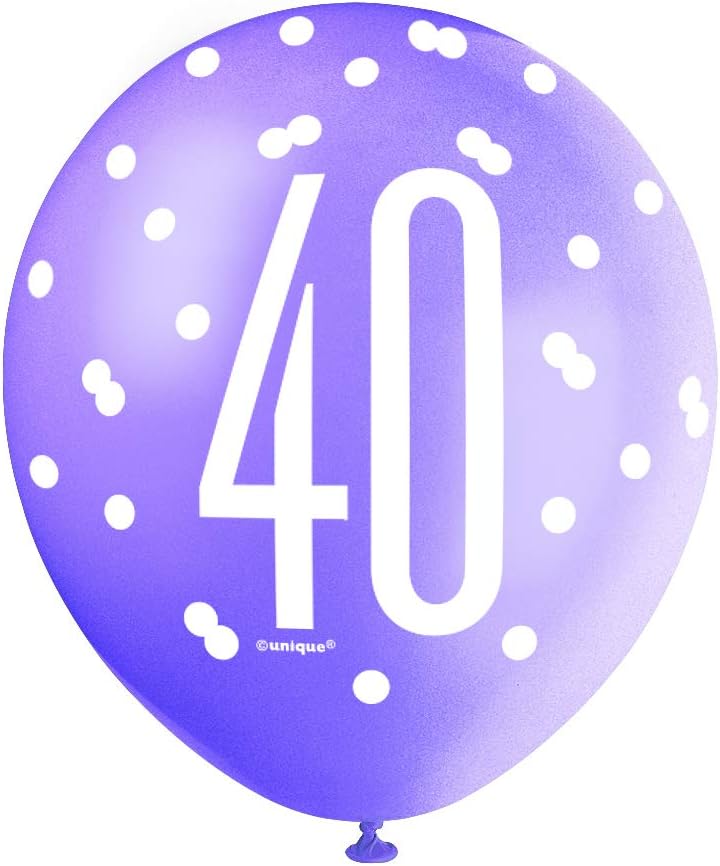 Vibrant 40th Glitz Petal Pink, Spring Lavender & White Latex Balloons (30cm) - Perfect for Birthday Party Decor & More - 6ct - Image 4
