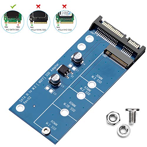 M.2 NGFF to SATA Adapter Card 22-Pin SATA III for NGFF M.2 SATA Converter Based Key B/B + M 2230 2242 2260 2280mm SSD Super Speed 6Gbps Transfer for Laptop Desktop