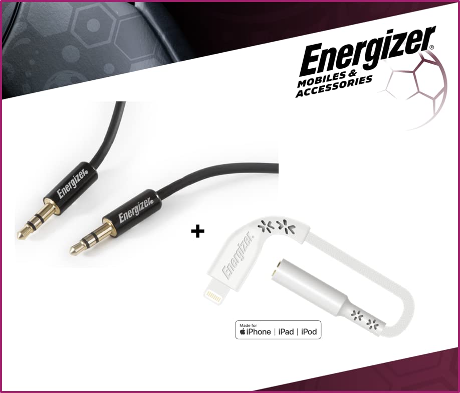 Energizer - Complete Pack - Lifetime Warranty Lightning Audio Adapter 11cm - 3.5mm Jack Audio Cable