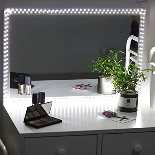 LED Vanity Mirror Lights kit,5M/16ft Makeup Mirror Lights Strip Lightning Fixture for Bathroom Under Cabinet Makeup Dressing Table with Dial Dimmer 12v 2a Power Supply, 6000k Daylight White
