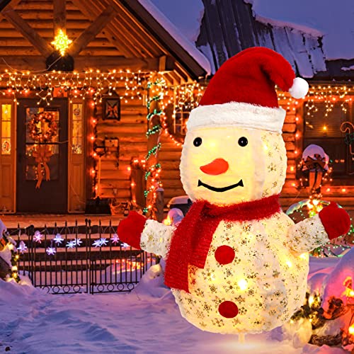 Lighted Snowman Outdoor Christmas Decorations, 33 Inch Builtin 64 LED