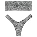 ZAFUL Women's Strapless Leopard Print High Cut Two Piece Bandeau Bikini Set (Black, M)