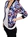 Allegra K Women's Stand Collar Zip Up Floral Print Bomber Jacket Large Blue