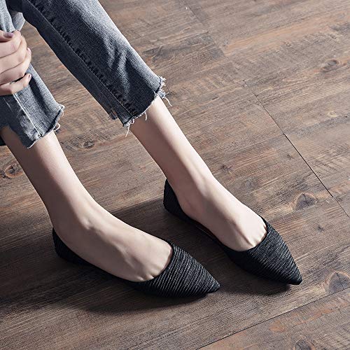 Meeshine Women's Pointy Toe Ballet Flats Comfortable Slip-on Classic Dress Shoes (Classic-Black US 10)