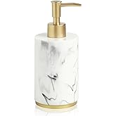 Marble Look Hand Soap Dispenser, 16.9 oz Countertop Hand Lotion Pump Bottles, Lotion Container, Refillable Liquid Hand Soap Jar, Resin Shower Dispensers for Bathroom, Kitchen (White)