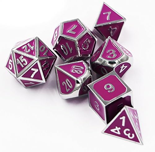 Dungeons & Dragons 7pcs/set Creative RPG Dice D&D Metal Dice Enamel Purple White Digital DND Game Dice