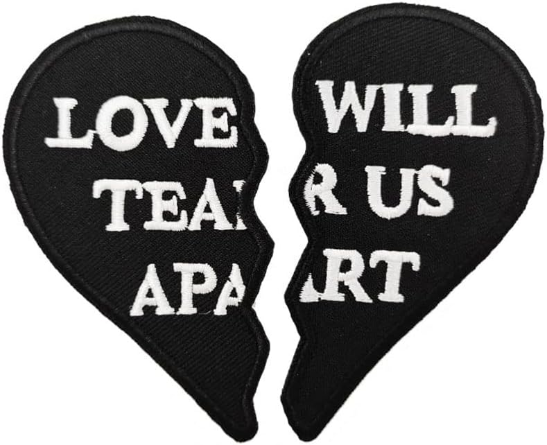 Mixed Media - Love Will Tear Us Apart Broken Heart Embroidered Iron On Patch