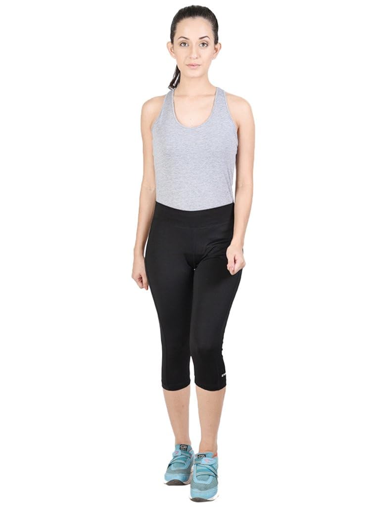 onesport women's polyester spandex jersey black three forths(onsp13bl-p)