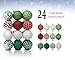 iPEGTOP Christmas Balls Ornaments - 24ct Shatterproof Glitter Swirl Color Painting Ball Baubles for Holiday Wedding Party Christmas Tree Decorations - Red Green and White -70mm/2.76