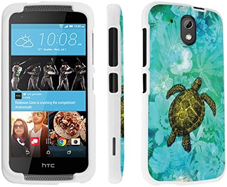 HTC Desire 526 Case, DuroCase Hard Case White for HTC Desire 526 Verizon (Released in 2015) - (Sea Turtle Floral)