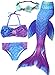 Camlinbo 3Pcs Girls Swimsuits Mermaid for Swimming Mermaid Costume Bikini Set for Big Girls Birthday Gift 3-12 Years