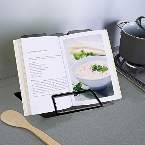 image for GeLive Metal Cookbook Holder, Adjustable Recipe Stand, Foldable Book R