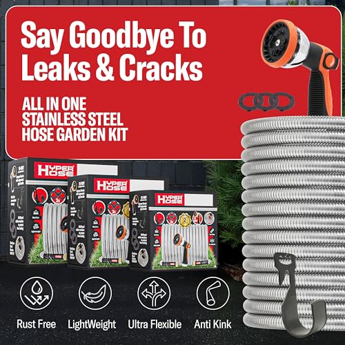 Best 100 ft Metal Garden Hose Set - No-Kink Durable 316 Stainless photo 11
