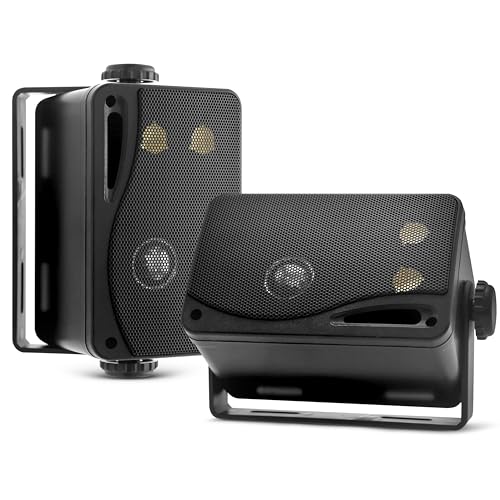 Pyle bocinas para exteriores e interiores 3 vías - 3.5” 200W impermeables grado marino, carcasa ABS resistente, uso en casa, bote, alberca, jardín