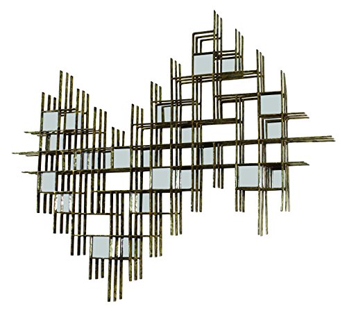 Italian Gold Iron Geometric Wall Decor with Mirror Accents