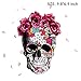 BFY Skull Patch with Red Rose Flower Iron on Patches Indian Style Applique Patches Embroidered Patches for Jackets Iron on Band Patches