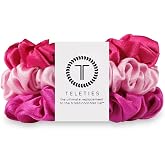 TELETIES - Large 100% Natural Silk Scrunchie - Soft &amp; Gentle on Hair, Prevents Breakage - Safe for Sleep - Ideal for Thick &amp; All Hair Textures - Rose All Day
