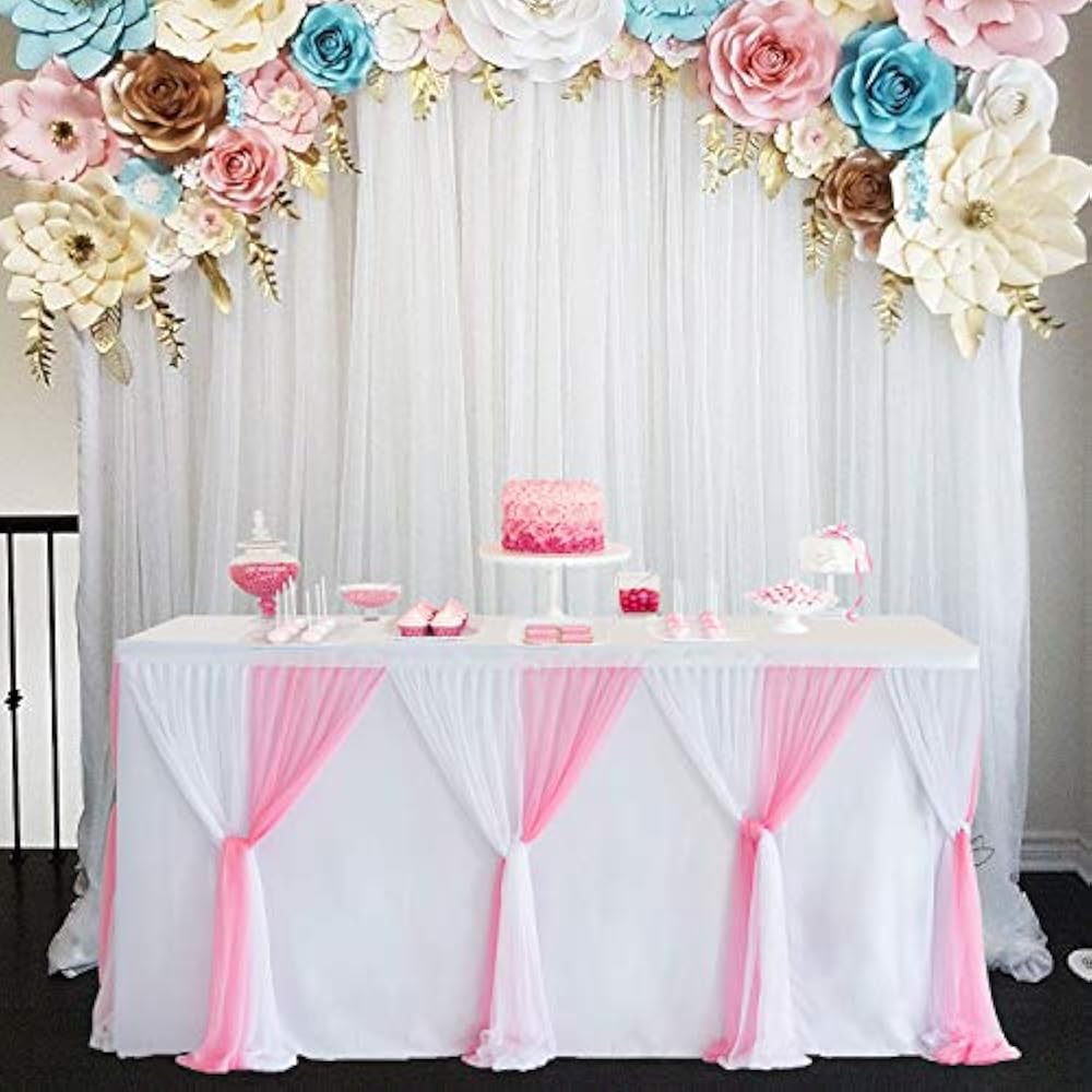 9ft Pink Tulle Table Skirt Tablecloth Tutu For Girl Baby Shower Bridal Wedding eBay