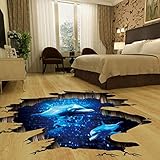 SMYTShop 3D Dolphin in The Ocean Floor/Wall Sticker Removable Mural Decals Vinyl Art Living Room Decors 23.6