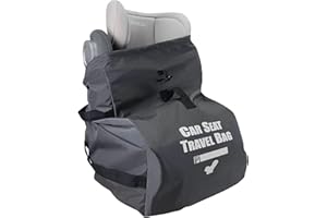 Garfine Car Seat Travel Bag for Air Travel - Profaster Airplane Carseat Gate Check Bag Backpack, Fold with Attached Carry Bag, Gray