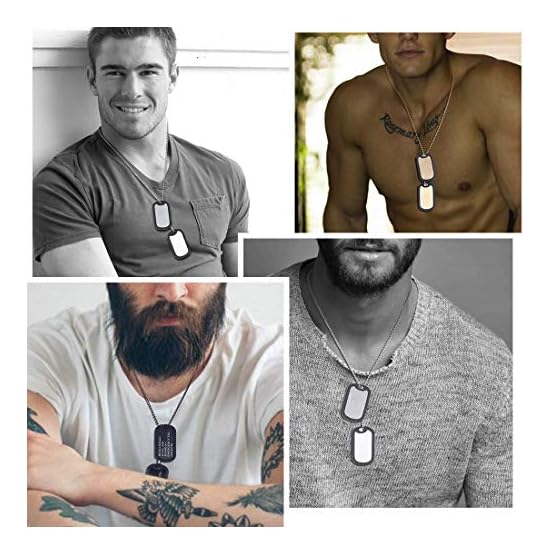 U7 Collar Personalizado Placa de Militar Hombre Acero Inoxidable 316L, Dog Tag de Identificación con Cadena Fina… - Imagen 3