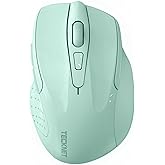 TECKNET Wireless Mouse (2.4G & BT5.0/3.0) Silent 4800 DPI Computer USB A & Bluetooth Mouse 6 Buttons, Wide Compatibility - Gr