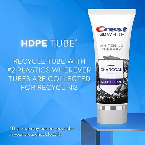 CREST 3D WHITE WHITENING THERAPY CHARCOAL DEEP CLEAN FLUORIDE TOOTHPASTE, INVIGORATING MINT, 3.5 OUNCE, PACK OF 3