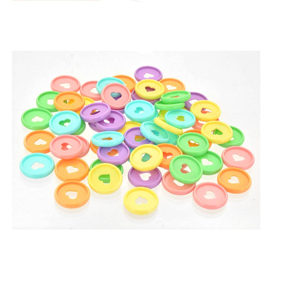 YANGWEN 90 Pcs Plastic Loose Leaf Binder Discs, 6 Colors Discbound Expansion Discs Heart Binder Rings for for Add Extra Pages, DIY Notebooks Planners (24mm)