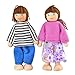 7-Piece Poseable Wooden Doll Family Happy Dolls for Dollhouse