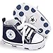 Sakuracan Baby Shoes Boys Girls Toddler High-Top Ankle Canvas Sneakers Soft Sole Newborn Infant First Walkers Crib Shoes（ 0-6 Months Infant，A-Navy