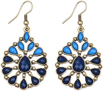 Jew: 1 Pair Fashion Drop Earrings Vintage Bohemia Dangle Hollow Earrings Xmas Gift HQE161