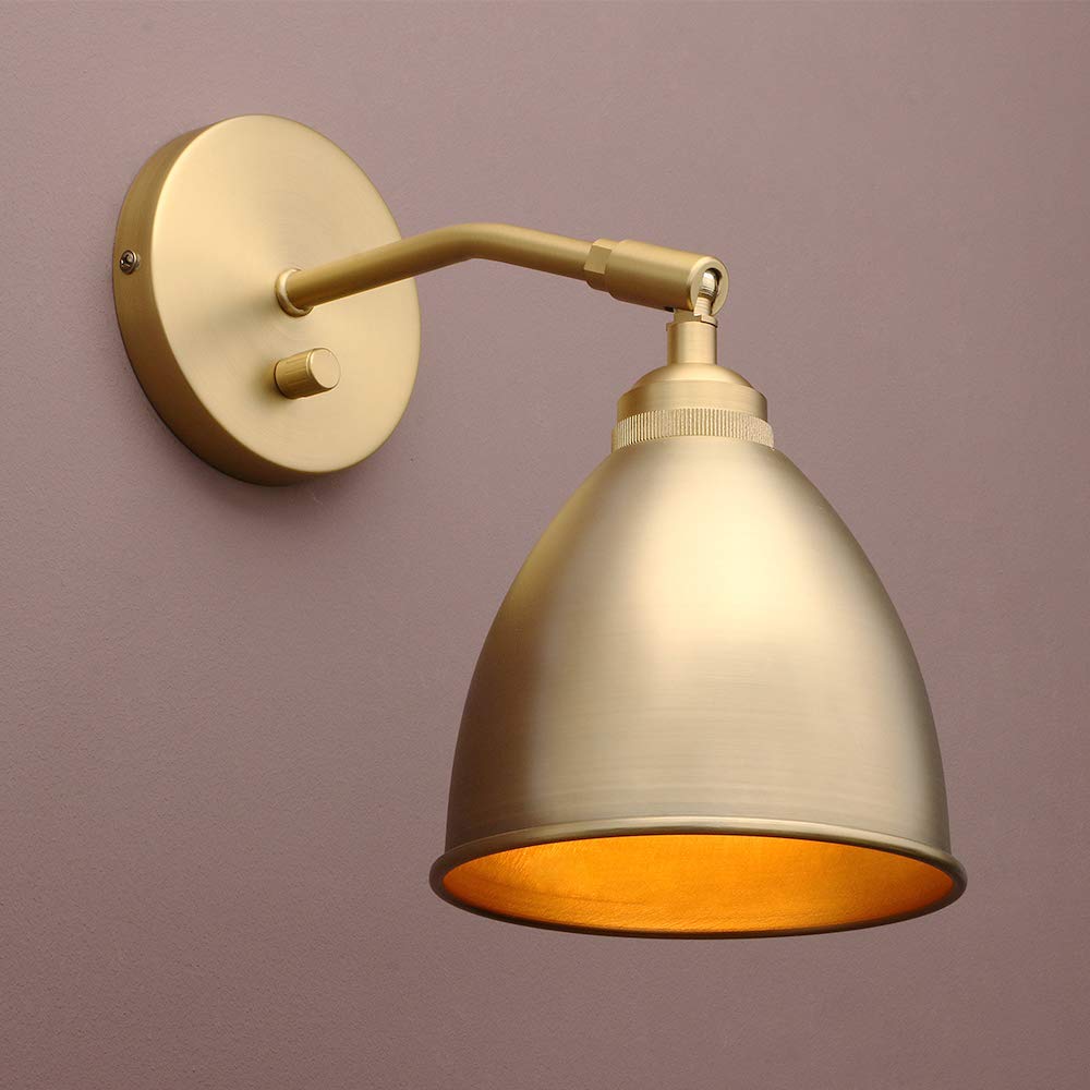 Photo 1 of Yosoan Vintage Wall Sconce Bookcase Light, 1-Light Dimmable On Off Switch Hardwired Industrial Mount Metal Fixture Lighting Lamp with 6.1" Oval Antique Metal Shade in-Build Gold Reading Light for Bed