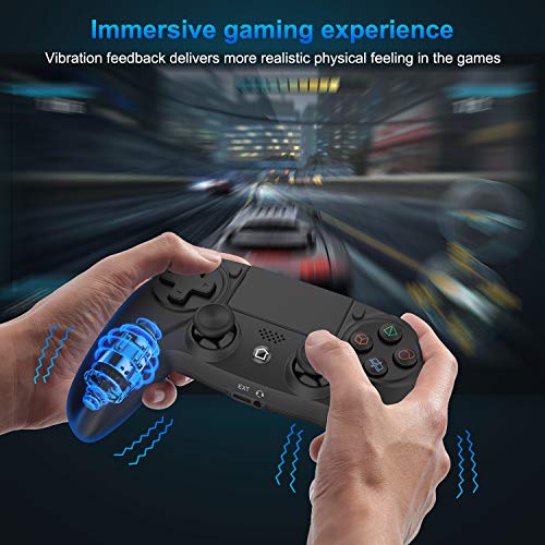 Medvoe Wireless Game Controller for PS4, Built-in Speaker/Gyro/Motor Joystick Remote Gamepad for Playstation 4/Slim/Pro Console - Jet Black