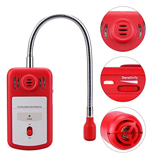 Gas Leak Detector, Sungwoo Combustible Gas Detector, Natural Propane Methane Gas Leak Detector Sniffer with Audible & Visual Alarm Sensor Monitor for Home & Chemical Plant Safety (RED) - Thumbnail 4