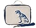 SoYoung Lunch Bag - Raw Linen, Eco-Friendly, Retro-Inspired and Easy to Clean (Blue Dinosaur)