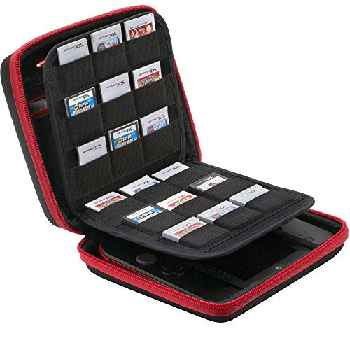 BRENDO-Nintendo-2DS-Hard-Case-with-24-Game-Holders-Black-Red