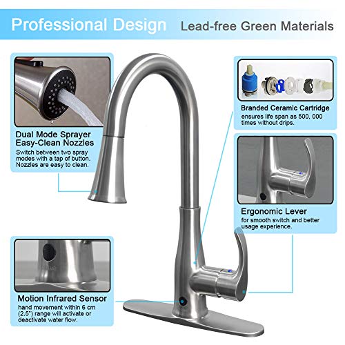 Atalawa Touchless Kitchen Sink Faucets Motion Sensor With Dual