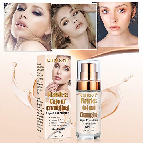 Flawless Finish Foundation, Foundation Cream, Finish Foundation-Colour Changing, Makeup Base Nude Face Moisturizing Liquid Cover, Suitable for ALL Skin Types, SPF15 - Thumbnail 4