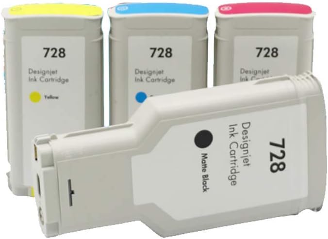 728 Manufactured Ink Cartridge, Compatible Replacement for HP Designjet T830 T730 Plotter, Standard Output, Including chip-4pieces
