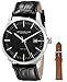 Stuhrling Original Men's 555A.01 Analog Classic Ascot II Swiss Quartz Movement Leather Strap Black Watch with Interchangeable Tan Leather Strap