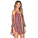 XILALU Women's Summer Rainbow Print Fringed Beach Dress Loose Chiffon Strap Dress (XXL)