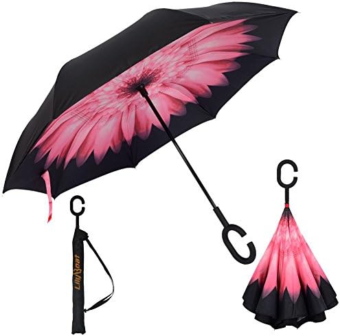 Inverted Umbrella, LilyBoat Double Layer Windproof UV Protection Big Straight Umbrella for Car Rain Outdoor (Marc jacobs)