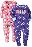 Carter's Baby Girls' Toddler 2-Pack Fleece Pajamas, Purple Dot/Pink Cupcakes, 4T