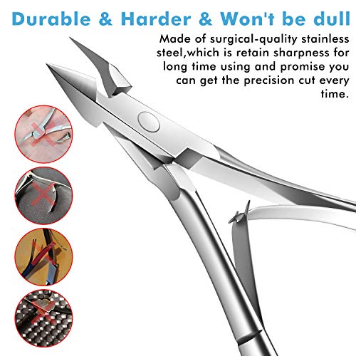 Cuticle Trimmer Cuticle Nippers - Cuticle Remover Professional Cuticle Cutter Stainless Steel Cuticle Scissors Nail Clippers Pedicure Manicure Tools by INFELING - Thumbnail 2