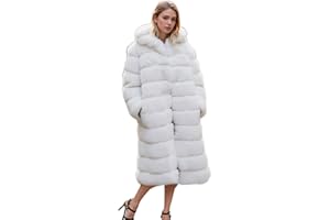 Lisa Colly Women's Winter Plus Size Parka Overcoat Long Sleeve Faux Fur Coat Jacket with Big Hooded