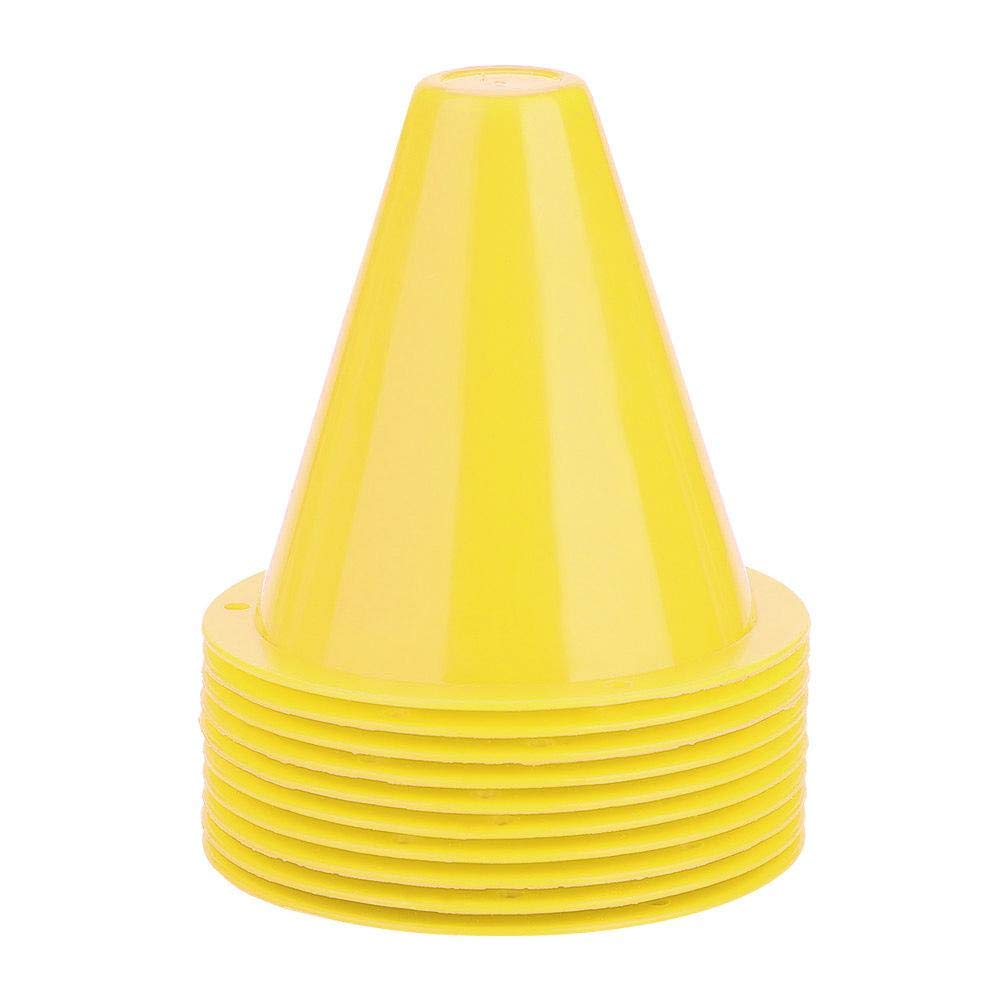10pcs Soccer Cones Football Training Cone Markers Multipurpose Football Barriers Plastic Marker Holder Accessory replacement for Kid Adult Sports Speed Agility Training Practice(Yellow)